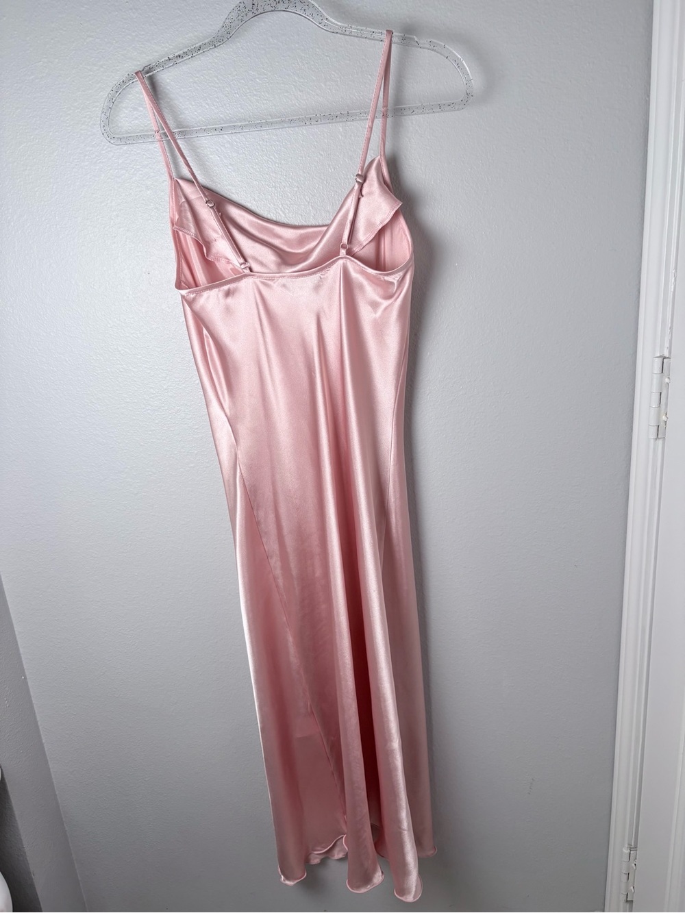bebe Satin Slip Cowl Neck Maxi Dress in Blush Pink Womens Size S - Picture 9 of 15